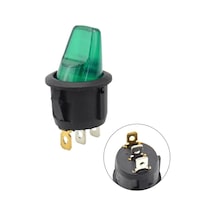 Mr-131as Yuvarlak Yeşil Işıklı Anahtar On-off 3 Bacaklı 12volt Yeşil