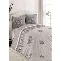 Majoli Spring Gri Tek Kişilik Kapitoneli Nevresim Takımı 4 Mevsim Set % 100 Pamuk Ranforce Kumaş