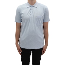 Santa Dmctekstil Erkek 2026 Desenli Klasik Kesim Rahat Kalıp Tek Cepli Polo Yaka T-shirt Açık Mavi