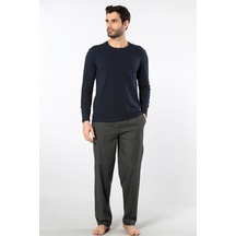 Cacharel Erkek Poplin O Yaka Uzun Kollu Pijama Takımı 2239/yeşil 5 Lacivert