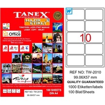 Tanex Laser Etiket 100'lü 99.06X57MM Tw-2010