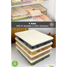 4'lü Set Buzdolabı Ve Buzluk Difriz Düzenleyici Çok Amaçlı Hava Geçirmez Saklama Kabı 4x2400ml Karışık