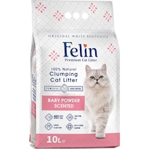 Felin Bebek Pudrası Kokulu İnce Taneli Topaklaşan Bentonit Kedi Kumu 10 L