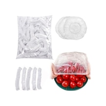Kyrotech 100 Lü Yeniden Kullanılabilir Elastik Plastik Kase Kapakları Şeffaf, 12x30 Cm, Hava Geçirmez Gıda Saklama Bonesi, Ev Ve Restoran İçin Açık-ahşap