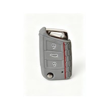 Autohan Keys Volkswagen, Skoda, Seat Anahtar Kılıfı, Gri Petek Desenli, Silikon, Koruyucu Otomobil Anahtarlık Kabı