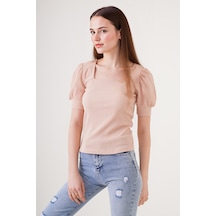 Hiccup Bdart Slim Fit Kare Yaka Bluz Kunduz Kahverengisi