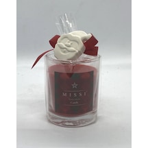 MİSSİ KARDAN ADAM SERAMİK TAŞLI KIRMIZI CINNAMON KOKULU VEGAN MUM