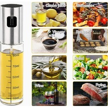 Pazly Parçalı Set Yağ Püskürtme Şişesi, Huni, Yağ Fırçası, Temizleme Fırçası, 304 Paslanmaz Çelik, 100ml, Gümüş, Barbekü Spreyi, Pratik Kullanım Gümüş