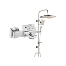 E.c.a. Tiera Banyo Bataryası+t-may Banyo Sümbül Kare Tepe Duş Takımı Seti - Krom - Paslanmaz