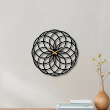 Metal Duvar Saati Mandala Sanat Küçük Roma Rakamlı Dekoratif Saat Siyah-52 X 52