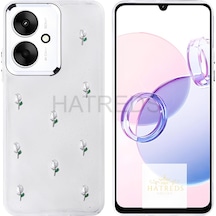 Xiaomi Redmi 13c Ve Poco C65 Kılıf Kamera Çıkıntılı Metalik Çıkartma Figürlü Şeffaf Tasarım Kapak