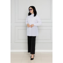 Sevitli Kolu Fırfır Taşlı Tunik-beyaz-4113-beyaz Beyaz