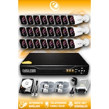 Elitcam 24 Kameralı Kare 24 Dış Kamera Set 500 GB HDD Full HD Gece Görüşlü Güvenlik Kamerası Sistemi