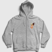 Presmono Unisex Melting Xxxtentacion Fermuarlı Kapüşonlu Sweatshirt Gri Melanj