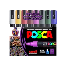 Uni-ball Posca 1.8-2.5 Su Bazlı Poster Markörü Koyu Renk 8 Li Pc-5m/8c Mavi