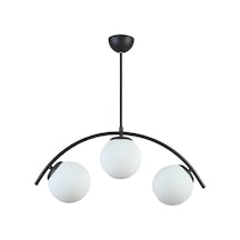 Polo Modern Tasarım Cafe Mutfak Salon Siyah Renk Beyaz Camlı 3 Lü Avize Diğer