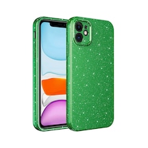 Apple Uyumlu iPhone 11 Kılıf Kamera Korumalı Simli Silikon Üstün Koruma Vardar Yeşil
