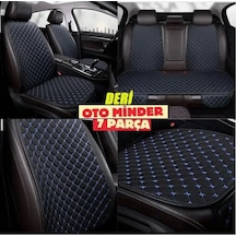 Citroen Ds4 Koltuk Deri Minderi 7 Parça Ön Ve Arka Oturak Sırt Dayama Minder Siyah-mavi 1 Set