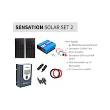 Sensation Solar Set Paket 2 Karavan, Bağ Evi Monokristal Güneş Paneli-mppt-inverter Tam Sinüs