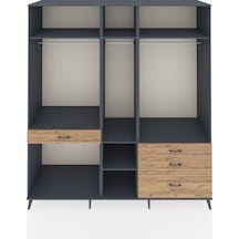 Kronos Dolap 7 Raflı 4 Çekmeceli 3 Askılı 220x59x243 Antrasit-antrasit/çam Antrasıt/atlas Çam