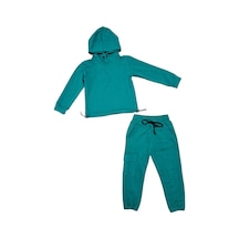Mnk Baby & Kids Kapşonlu Beli Lastik Detaylı Kız Çocuk Günlük Eşofman Takımı 2 İplik Mnk0665 Yesil