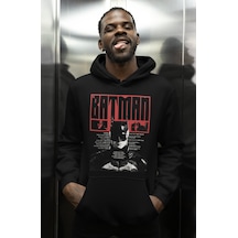 Sevbano Tasarım Kahraman Batman Baskılı Unisex Oversize Film Hoodie Siyah