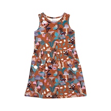 Lovetti Kız Çocuk Kahverengi Forest Animals Desen Kolsuz Elbise 5757-124K017 Kahverengi