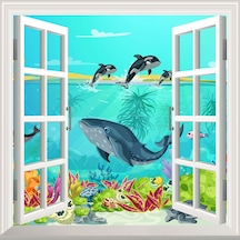 Pencere Poster Duvar Kağıdı 3D Deniz Yapışkanlı Sticker