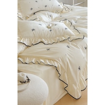 Uçkan Home Soft Elegance Çift Kişilik Nevresim Seti %100 Pamuk Ekru--UH-00036