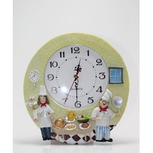 Aşçı Tasarımlı Polyester Duvar Saati Model 5 Çok Renkli