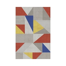 Arline 03 Modern Geometrik Tasarım Renkli Yıkanabilir Dokuma Taban Şönil Baskılı Salon Ev Halısı Sarı Kırmızı Mavi 3