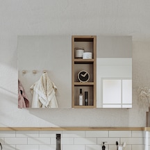Banyo Dolabı Kulpsuz 2 Kapaklı Atlantik Çam Mdf 95 Cm Aynalı Dlp Atlantik Çam