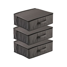 3'lü Set 53x44x21 Cm Baza Altı & Dolap Içi Organizer, Yorgan & Yastık Düzenleyici Hurç Antrasit Gri
