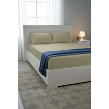 %100 Pamuk Ranforce Premium King Size Lastikli Çarşaf Seti - Bej Bej