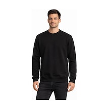 Basic Bisiklet Yaka Relaxed Regular Erkek Sweatshirt - 7556 Siyah