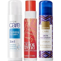 Avon Care Nemlendirici + Skin Recovery + Color Trend Lush Candy Corn Dudak Balmı 3'lü Set