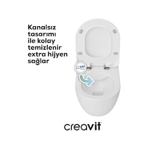 Fe322 Free İnci Mat Beyaz Rim-off Asma Klozet, Creavit Duroplast Mat Beyaz Kapak