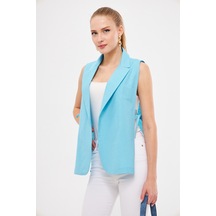 Armonika Kadın Turkuaz Erkek Yaka Yandan Bağlamalı Yelek Arm-25k001007