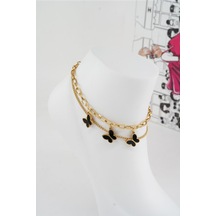 Kadın 316 L Kararmaz Anti Alerjenik Çelik Halhal Zy00019 - Altın