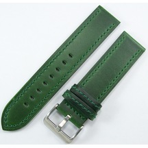 Bizon Yeşil Haki Gerçek Deri Saat Kordonu 22mm Spor Saat Kayışı