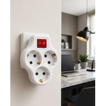 Duvar Tipi 3 Çıkışlı Priz Çoğaltıcı Anahtarlı Kompakt Model 0