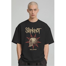 Slipknot Rock Metal Müzik Grubu Baskılı Unisex Oversize Premium T Siyah
