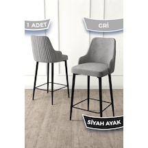 Canisa Enox Serisi, Mutfak Bar Sandalyesi, Babyface Kumaş, Siyah Metal Ayak , 1 Adet Gri Sandalye Sandalyeler Gri Ayaklar Siyah