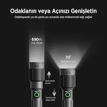 Bix Flashlight Bx5141fl 30w Led, Max. 1450 Lümen Parlaklık Ve 690 Metreye Kadar Menzilli 2200mah Şarj Edilebilir Led Bildirimli Kompakt El Feneri