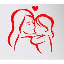 Anneler Gününe Özel Anne Ve Bebek Duvar Özel Yeni Sticker Kırmızı