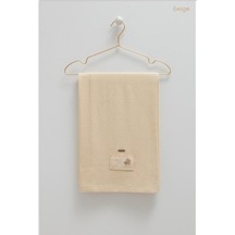 Triko Görünümlü Penye Battaniye Bej