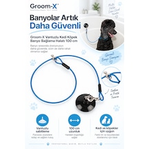Groom-x Vantuzlu Kedi Köpek Banyo Bağlama Halatı 100 Cm - Banyolar Artık Daha Güvenli
