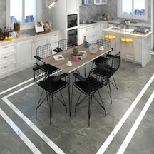Knsz masa sandalye takımı hem75mazlum crdsyh 130*070 klç 6 sandalye syhsyh kolçaklı