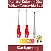 Dayanıklı Sağlam Ergonomik Vidalama Tamir Tadilat Düz Yıldız Kontrol Kalemi 3'lü Tornavida Seti
