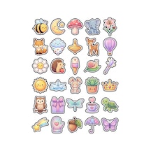 30 Adet Sevimli Figür Sticker Seti - Laptop Defter Su Matarası Çok Renkli